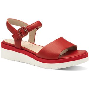 Tamaris - Comfort Damessandalen - Rood - Leer - Klittenbandsluiting