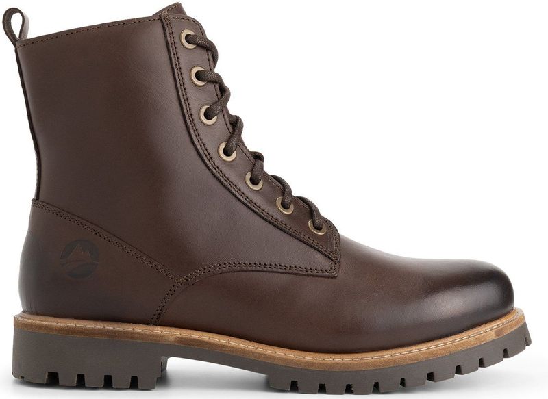 Travelin - Kvaloya - Veterboots - Donkerbruin - Leer