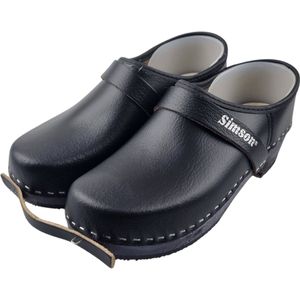 Werkklompen - dichte hiel met houten zool en leren kap - Zwarte klompen - Simson maat 41