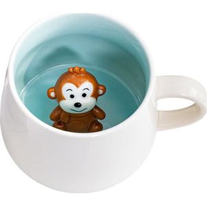 3D Monkey Mug, 3D Animal Cup, Ceramic Mug 12oz Handmade Figure Milk Cup, Funny Gifts for Women, Friends, Kids, Girls, Wife, Birthday Gift (Monkey)