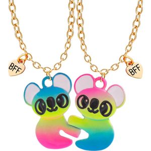 Bixorp Friends BFF Ketting voor 2 met Regenboog Koala's - Goudkleurig Koord - Vriendschapsketting Cadeau