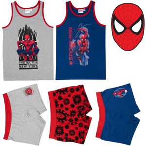 Marvel Spiderman Ondergoed Set - 5 Delig - 3 Boxershorts + 2 Hemdjes - Maat 134/140