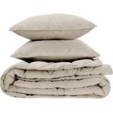 Sleeptime - Velvet Dekbed - Taupe/Grijs - Zonder Overtrek met Kussenslopen