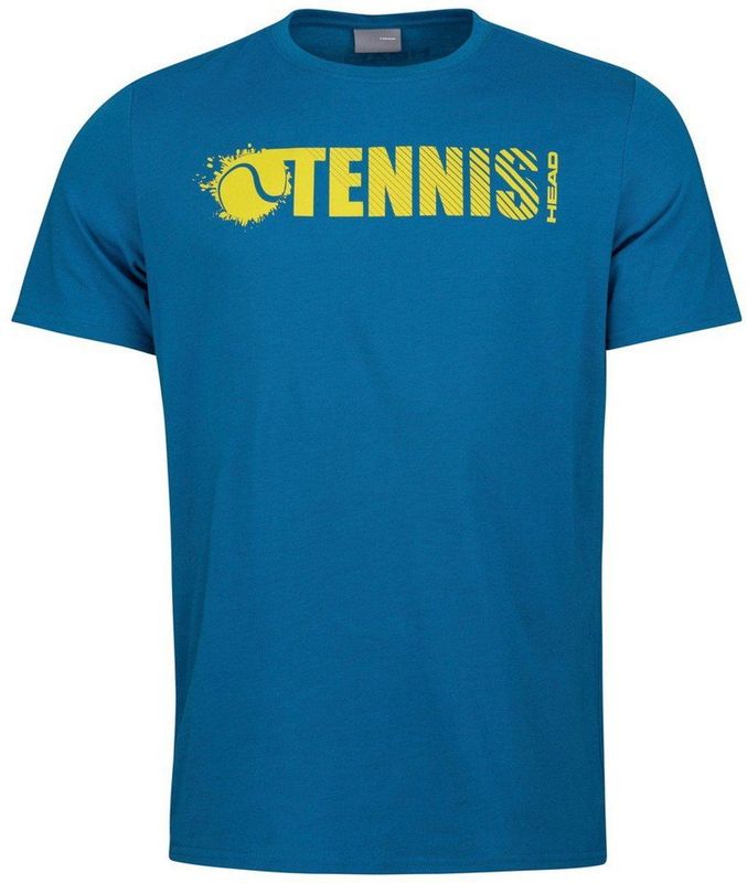 Head Racket Font T-shirt Met Korte Mouwen Blauw XL Man