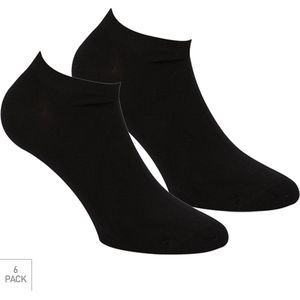 Bamboe Sneaker Sokken 6-Pack - Zwart - Maat 36-40 - Lage Bamboe Sportsokken Voor Frisse Droge Voeten - Dames / Heren