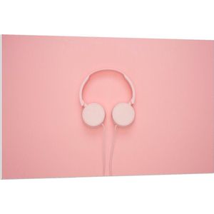 Forex - Roze Koptelefoon op Roze Achtergrond - 120x80cm Foto op Forex