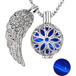 Quiges Engelenroeper 18mm Bolhouder met Ketting 90cm en Bolletje - Dames - Zilverkleurig Bloem - EBS18098