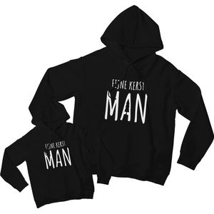 Matching Kerst Hoodies Vader & Kind | Kersttrui Fijne Kerst Man | Papa maat S & Kind maat 98/104