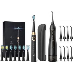 Mond Douche + Electrische Tanden Borstel Set Sonische Tandenborstel & Water Flossen Usb Opladen Waterdicht 5 Modus 3 Opzetborstels Tandenborstel Tanden Verzorging Hygiëne