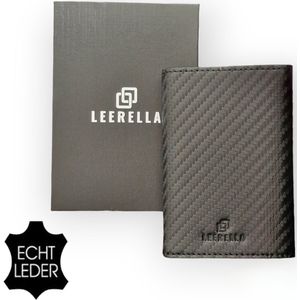 Leerella Pasjeshouder Uitschuifbaar - Kaarthouder - Creditcardhouder - RFID - Echt Leer Zwart – 10 tot 12 Pasjes + Briefgeld - RFID Creditcardhouder - Incl met luxe Cadeaubox - Valentijnsdag - Verjaardag - Cadeautjes - Moederdag - Vaderdag - Actie