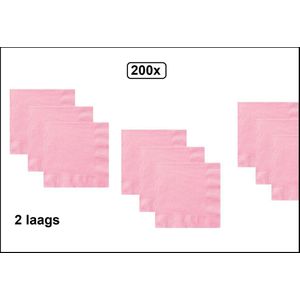 200x Servetten licht roze 2 laags - Servet diner thema feest festival party geboorte baby rose