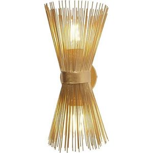 QAZQA broom - Landelijke Wandlamp Up Down voor binnen - 2 lichts - D 24 cm - Goud/messing - Woonkamer | Slaapkamer | Keuken