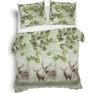 Heckett & Lane Tobias Dekbedovertrek - Flanel - Tweepersoons - 200x200/220 cm - Fern Green