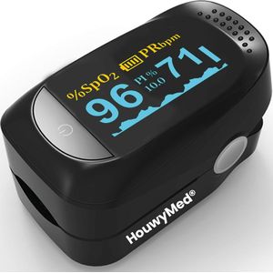 HouwyMed - Saturatiemeter - Zwart - Oximeter Pulse - Hartslagmeter - Zuurstofmeter Vinger