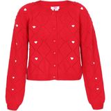 MYMO - Gebreid Vest - Rood/Wit - Normale Pasvorm - Lange Mouwen