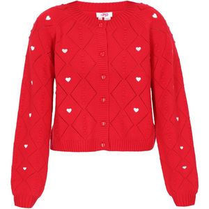 MYMO - Gebreid Vest - Rood/Wit - Normale Pasvorm - Lange Mouwen