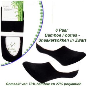6 Paar Bamboe Footies -Sneakersokken in Zwart 39-42