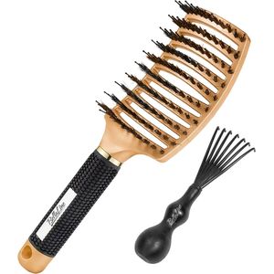 BellaLine - Curved Anti-Klit Haarborstel - Goud - Detangling - Kappersborstel