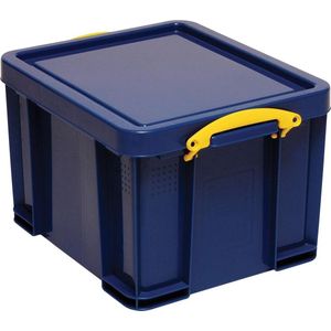 Really Useful Box opbergdoos 35 liter donkerblauw met gele handvaten