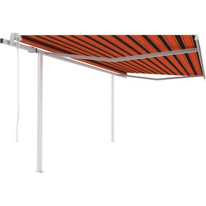 vidaXL - Luifel - automatisch - uittrekbaar - met - palen - 4,5x3,5 - m - oranje - bruin