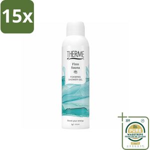 15 x Therme - Finn Sauna - Schuimende Douchegel - Verfrissend - Verzorgend - 200ml - Grootverpakking - Schuimende Douchegel - Therme Finn Sauna - Eucalyptus - Menthol - Wellness