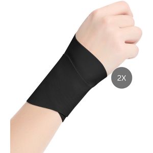 U Fit One Pols Compressie Brace - 2 Stuks - Polsbandage - Wrist Support - Compressie Handschoen - RSI - Ondersteuning & Versteviging - Zwart