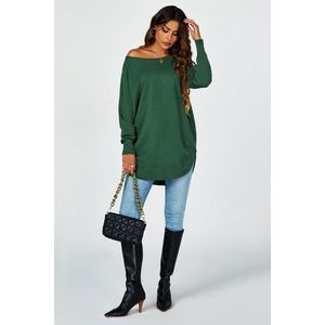 Oversized gebreide trui-top in donkergroen