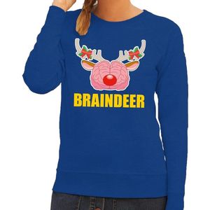Foute kersttrui / sweater braindeer blauw voor dames - Kersttruien M