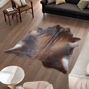 Koeienhuid Vloerkleed - Bruin - 205 x 198 cm - Koeienkleed / Koeienvel / Dierenvel / Dierenhuid / Koehuid Tapijt
