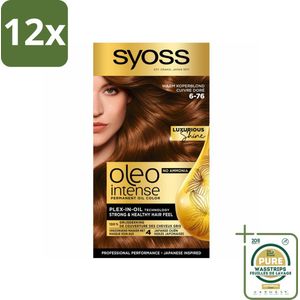 SYOSS - Oleo Intense 6-76 - Haarverf - Permanente Haarkleuring - Warm Koperblond - Langdurige Kleur - Voordeelverpakking - 12 stuks - Warme blondtint - Haarkleuring zonder ammoniak