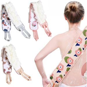 3-pack - Lange badhanddoek - Met handvat - Dubbelzijdige exfoliërende doek + scrubspons - Badluffa en badbloesem 2-in-1