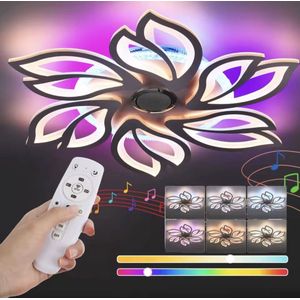 LuxiLamps - 6 Bloemblad Plafondlamp - Met Speaker - Dimbaar Met Afstandsbediening - RGB - 12 Kleuren - LED Plafondlamp - Wit - Woonkamerlamp - Moderne lamp - Plafonniere