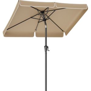 Taupe parasol met stalen frame - parasol - buitenscherm - polyester stof - 200 cm x 150 cm - 220 cm hoogte - 38 mm paal - lichtgewicht 4,3 kg - eenvoudige montage - UV-bescherming - windbestendig