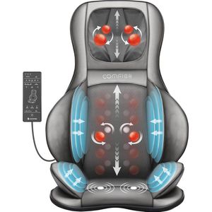 Shiatsu Massagestoelkussen met Warmtefunctie en 3 Intensiteitsniveaus voor Nek, Schouders, Rug, Heupen en Dijen