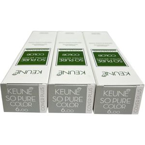 3 tubes Keune So Pure 6.00 (Donkerblond) Cover plus 60 ml