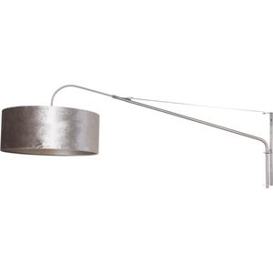 Steinhauer Elegant Classy wandlamp - kap ⌀50 cm - uittrekbaar tot 145 cm - zwart/wit snoer met schakelaar - staal en zilver