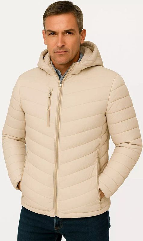 Frivilin - Winterjas - Ecru - Lichtgewicht Pufferjas - Slim Fit