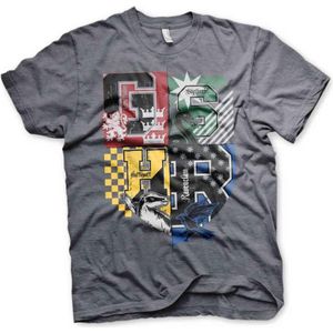 Harry Potter Heren Tshirt -M- Dorm Crest Grijs