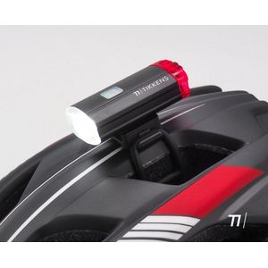 Helmlamp LED Fietsverlichting - Helm Voorlicht & Achterlicht - USB Oplaadbaar, Waterdicht Fietslampje, Zwart