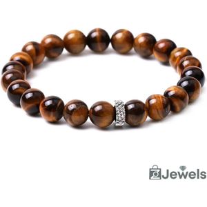 OZ Jewels - Yellow Tiger Eye Kralenarmband - Natuurstenen - Elastisch