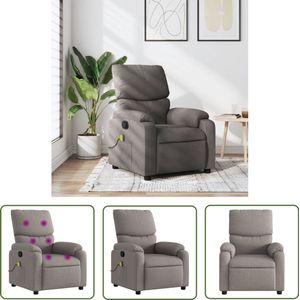 The Living Store Massagestoel verstelbaar stof taupe - Verstelbare Massagestoel - Massagestoel Taupe - Ergonomische Stoel - Relaxstoel - Lounge Stoel