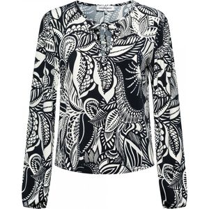 &Co Woman - LIANA ARTY LEAVE - Blouse - Zwart Multi - Lange Mouwen