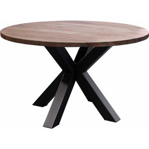 Boomstamtafel rond massief Acacia -- 130 cm - Bladdikte 4 cm - Matrixpoot