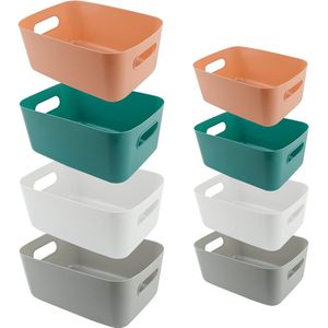 Opbergmand, Plastic manden Opbergdoos Kleine manddozen met handvatten Opslagcontainer Organizer voor badkamer Keukenplank Kast Cosmetica, 8 stuks