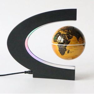 Afecto® Magnetisch Zwevende Wereldbol - Draaiende Globe - Wereldbol Met C- Vorm Verlichting - Wereldkaart - 360 graden - roterende zwevende lichtgevende magnetische wereldbol | goud