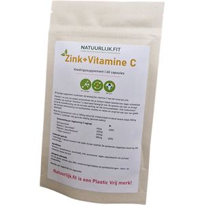 Vitamine C + Zink | Voedingssupplement | Plasticvrij | Vegan | Nederlands product | Therapeutische kwaliteit