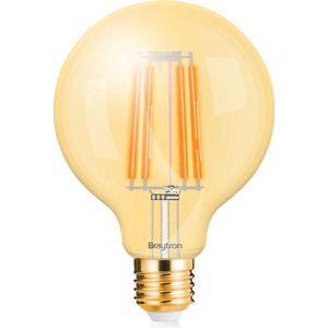 BRAYTRON-LED LAMP-WARM WHITE-ADVANCE-6W-E27-G125-2200K-ENERGY BESPAREND-SFEERLAMP-GLAS