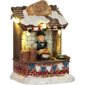 LuVille Kerstdorp Miniatuur Stroopwafelkraam - L7 x B6 x H10 cm