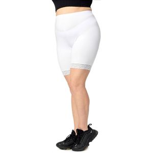Merry Style – Leggings - Grote Maten – Panty met Kant - Dames – Kort – Katoen – DonkerMelange – Wit – 4XL - MS-MS10-453-LE