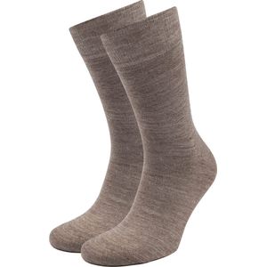 Suitable Merino Sokken Taupe 2-Pack - Dames en Heren - Maat 43-46 - Set van 2 Paar - Temperatuur regulerend - Thermosokken met badstof voetbed - Halfhoge sokken